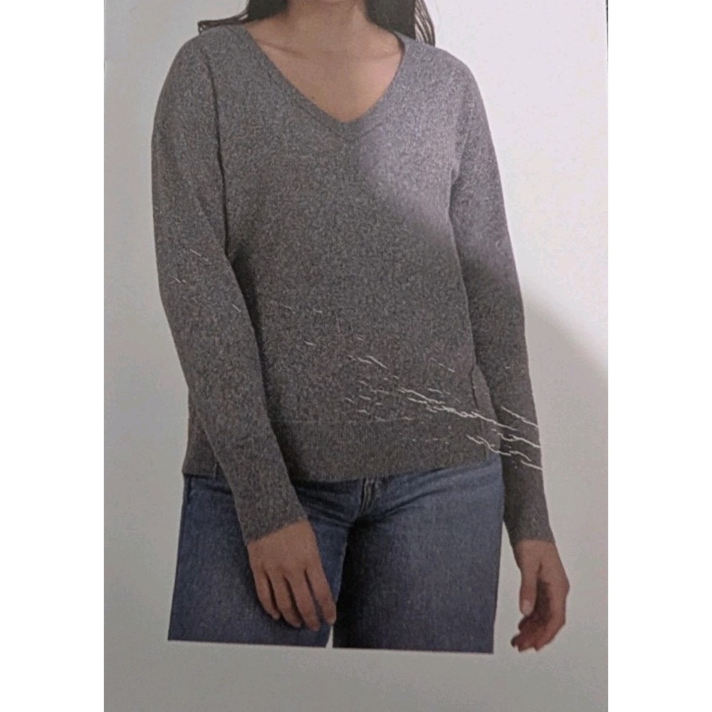 Lucky‎ Brand Womens V-Neck Long Sleeve Medium Heather Gray Sweater Size Small